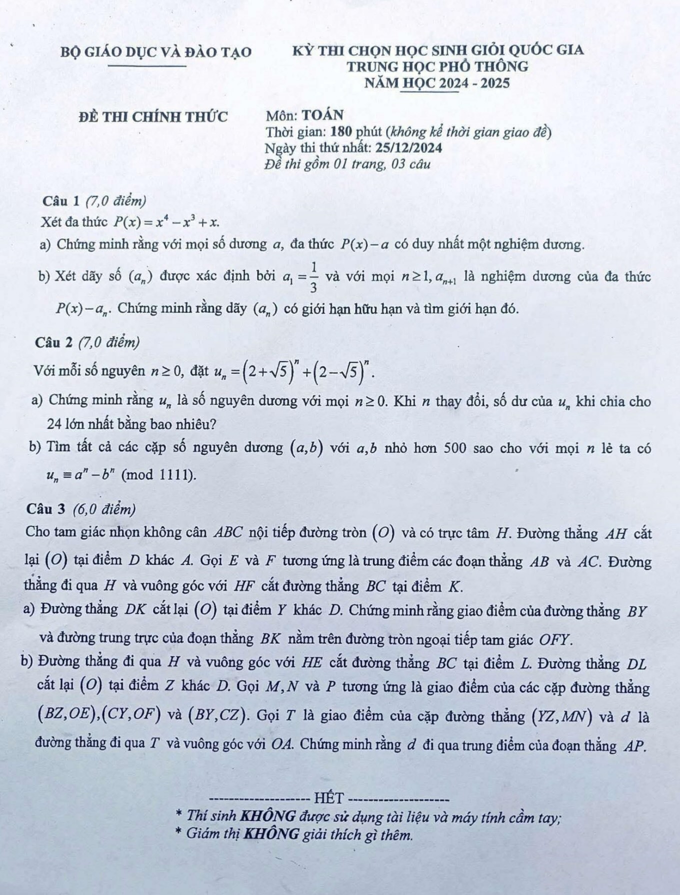 Ví dụ đề thi toán 1